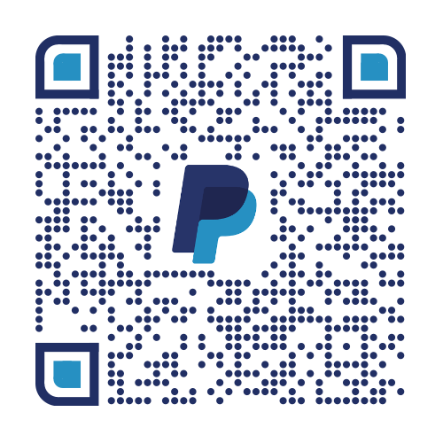 A qr code with the paypal logo on it.