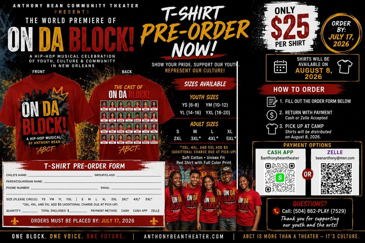 Red "On Da Block!" T-shirt preorder flyer