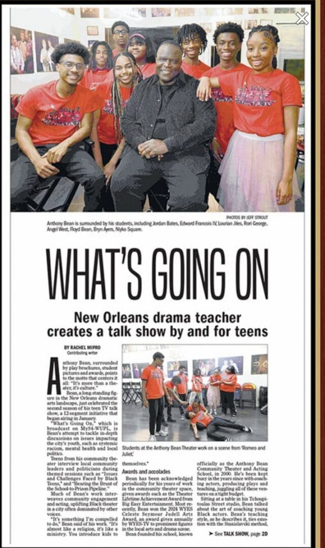 Times-Picayune article: What's Going On, New Orleans drama teacher creates a talk show by and for teens